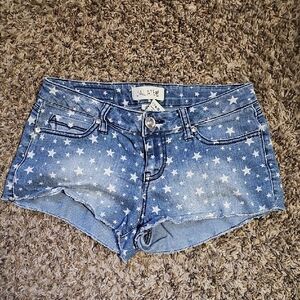 Low Rise Women's Blue Denim Star Shorts